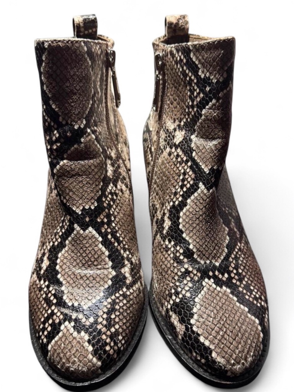 Blondo Elvina Waterproof Snakeskin Ankle Boots Block Heel Western Booties - 8.5